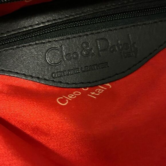 Cleo & Patek Black Italian Leather Asymmetrical Zig Zag Shoulder Hand Bag Purse - Picture 3 of 8